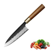 Kajiya Asakusa 7'' Deba - Professional Japanese Kitchen Knife for Fish Deboning & Meat Processing with 3-Layer VG10 Steel Blade & Natural Wooden Handle (Olive)